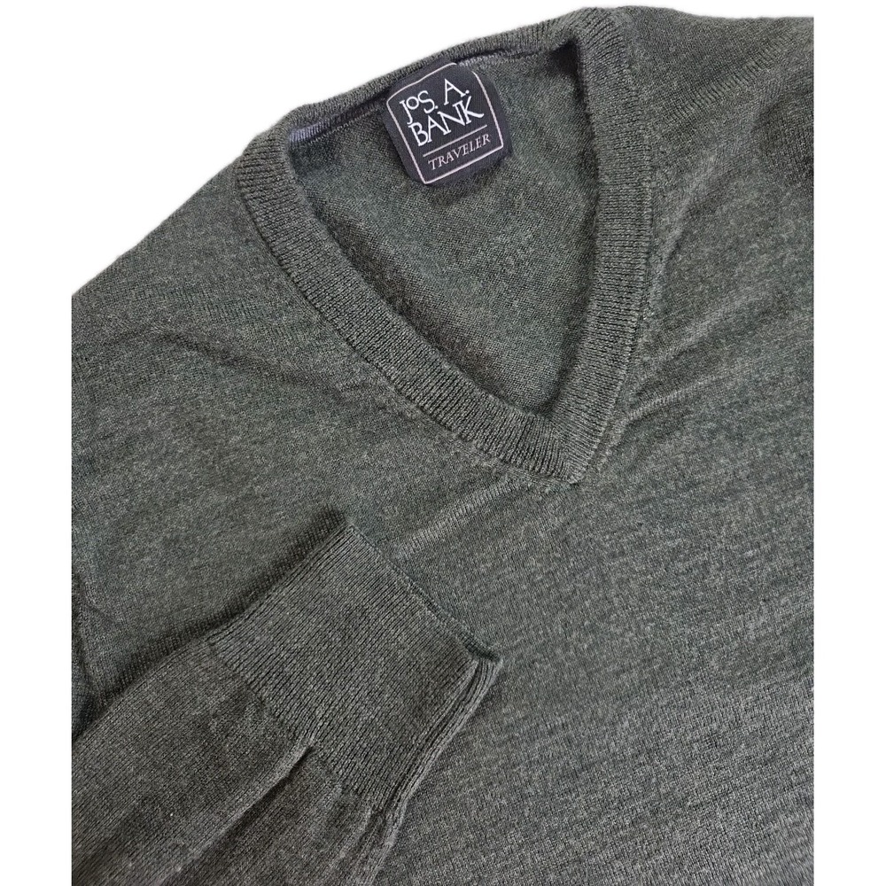 Jos. A. Bank Traveler Sweater FOREST GREEN V-Neck Cotton BLEND Office Classic-RD